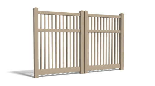 6' Tall x 8' Wide Double Drive Swing Vinyl Gate For Vinyl Fences (AFC-017) - Adobe