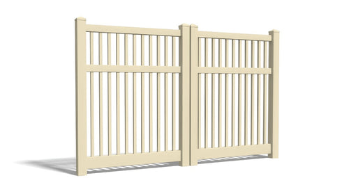6' Tall x 8' Wide Double Drive Swing Vinyl Gate For Vinyl Fences (AFC-017) - Tan