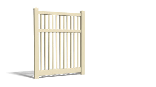 6' Tall x 4' Wide Single Swing Vinyl Gate For Vinyl Fences (AFC-017) - Tan