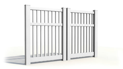 6' Tall x 6' Wide Double Drive Swing Vinyl Gate For Vinyl Fences (AFC-017) - White