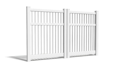 6' Tall x 8' Wide Double Drive Swing Vinyl Gate For Vinyl Fences (AFC-017) - White