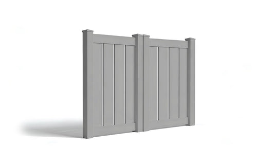 4' Tall x 6' Wide Double Drive Swing Vinyl Gate For Vinyl Fences (AFC-0304) - Light Gray