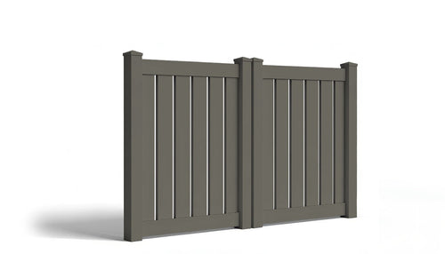 4' Tall x 8' Wide Double Drive Swing Vinyl Gate For Vinyl Fences (AFC-0304) - Dark Gray