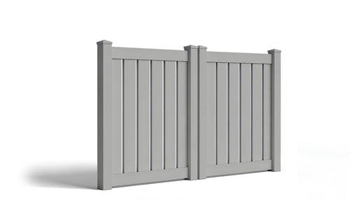4' Tall x 8' Wide Double Drive Swing Vinyl Gate For Vinyl Fences (AFC-0304) - Light Gray