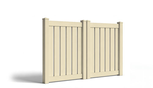 4' Tall x 8' Wide Double Drive Swing Vinyl Gate For Vinyl Fences (AFC-0304) - Tan