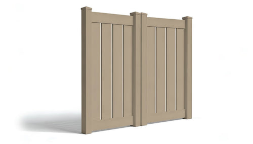 6' Tall x 6' Wide Double Drive Swing Vinyl Gate For Vinyl Fences (AFC-C62) - Adobe