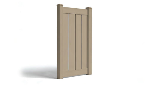6' Tall x 3' Wide Single Swing Vinyl Gate For Vinyl Fences (AFC-C62) - Adobe