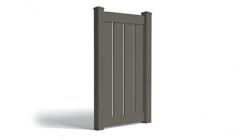 6' Tall x 3' Wide Single Swing Vinyl Gate For Vinyl Fences (AFC-C62) - Dark Gray