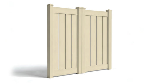 6' Tall x 6' Wide Double Drive Swing Vinyl Gate For Vinyl Fences (AFC-C62) - Tan