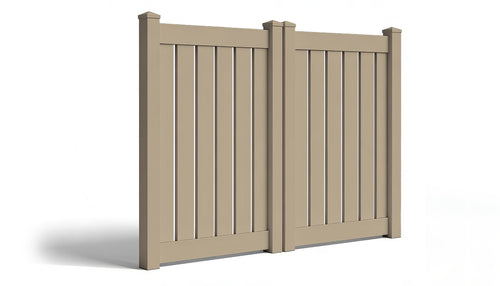 6' Tall x 8' Wide Double Drive Swing Vinyl Gate For Vinyl Fences (AFC-C62) - Adobe