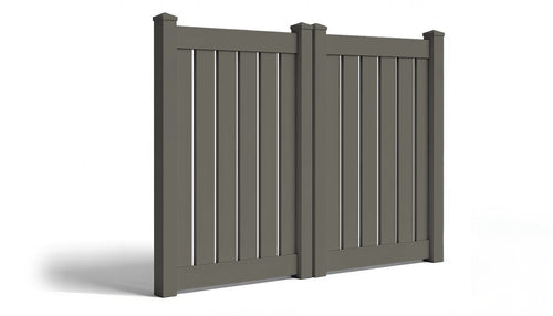 6' Tall x 8' Wide Double Drive Swing Vinyl Gate For Vinyl Fences (AFC-C62) - Dark Gray
