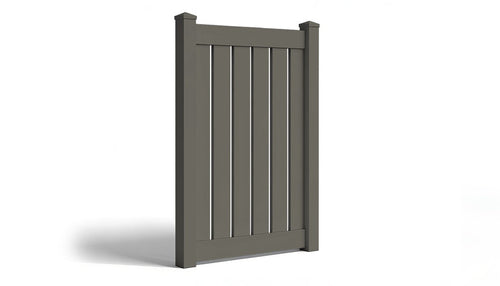 6' Tall x 4' Wide Single Swing Vinyl Gate For Vinyl Fences (AFC-C62) - Dark Gray