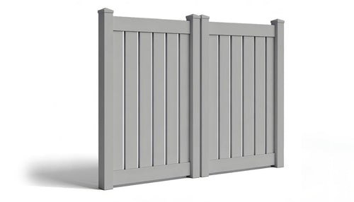 6' Tall x 8' Wide Double Drive Swing Vinyl Gate For Vinyl Fences (AFC-C62) - Light Gray