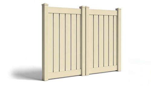 6' Tall x 8' Wide Double Drive Swing Vinyl Gate For Vinyl Fences (AFC-C62) - Tan