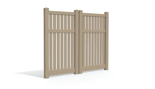 6' Tall x 6' Wide Double Drive Swing Vinyl Gate For Vinyl Fences (AFC-034) - Adobe