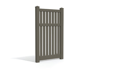 6' Tall x 3' Wide Single Swing Vinyl Gate For Vinyl Fences (AFC-034) - Dark Gray