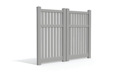 6' Tall x 6' Wide Double Drive Swing Vinyl Gate For Vinyl Fences (AFC-034) - Light Gray