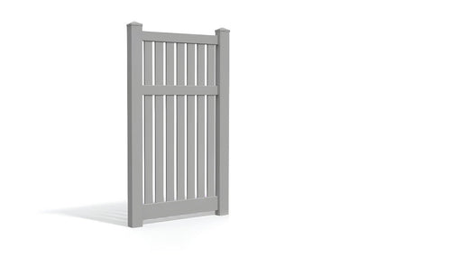 6' Tall x 3' Wide Single Swing Vinyl Gate For Vinyl Fences (AFC-034) - Light Gray