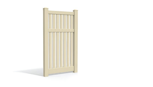6' Tall x 3' Wide Single Swing Vinyl Gate For Vinyl Fences (AFC-034) - Tan