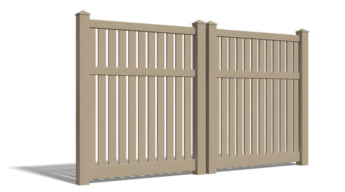 6' Tall x 8' Wide Double Drive Swing Vinyl Gate For Vinyl Fences (AFC-034) - Adobe