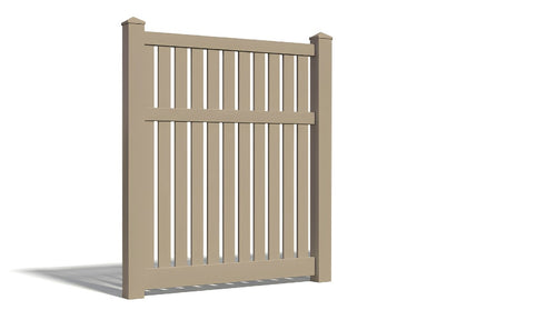 6' Tall x 4' Wide Single Swing Vinyl Gate For Vinyl Fences (AFC-034) - Adobe