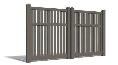 6' Tall x 8' Wide Double Drive Swing Vinyl Gate For Vinyl Fences (AFC-034) - Dark Gray