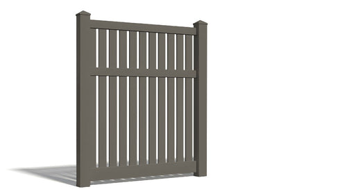 6' Tall x 4' Wide Single Swing Vinyl Gate For Vinyl Fences (AFC-034) - Dark Gray