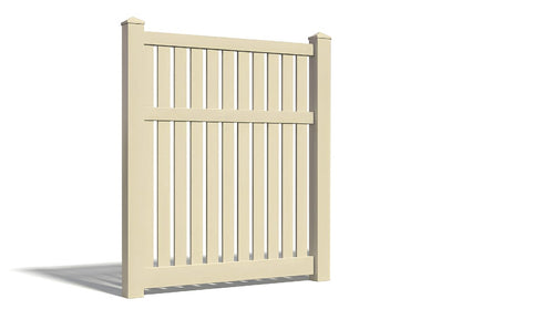 6' Tall x 4' Wide Single Swing Vinyl Gate For Vinyl Fences (AFC-034) - Tan