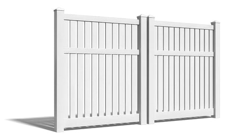 6' Tall x 8' Wide Double Drive Swing Vinyl Gate For Vinyl Fences (AFC-034) - White