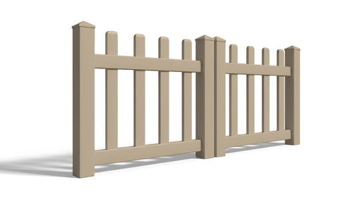 3' Tall x 6' Wide Double Drive Swing Vinyl Gate For Vinyl Fences (AFC-11) - Adobe