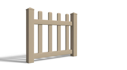 3' Tall x 3' Wide Single Swing Vinyl Gate For Vinyl Fences (AFC-11) - Adobe