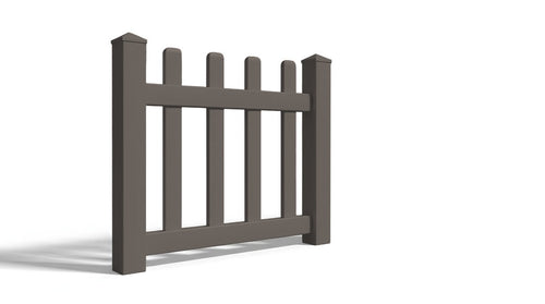 3' Tall x 3' Wide Single Swing Vinyl Gate For Vinyl Fences (AFC-11) - Dark Gray
