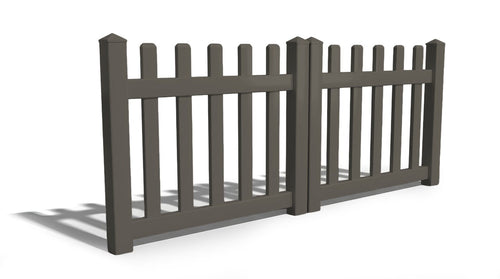 3' Tall x 8' Wide Double Drive Swing Vinyl Gate For Vinyl Fences (AFC-11) - Dark Gray