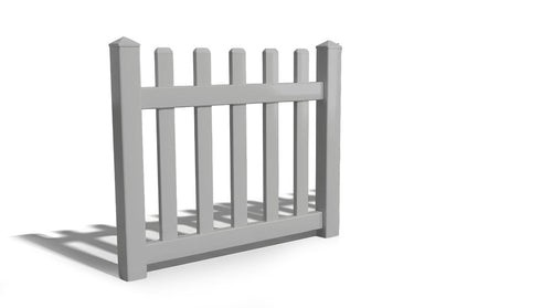 3' Tall x 4' Wide Single Swing Vinyl Gate For Vinyl Fences (AFC-11) - Light Gray