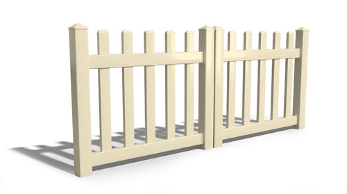 3' Tall x 8' Wide Double Drive Swing Vinyl Gate For Vinyl Fences (AFC-11) - Tan