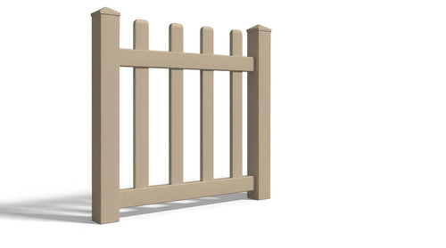 4' Tall x 3' Wide Single Swing Vinyl Gate For Vinyl Fences (AFC-15) - Adobe