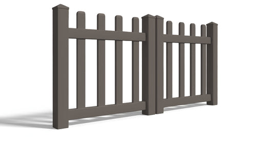 4' Tall x 6' Wide Double Drive Swing Vinyl Gate For Vinyl Fences (AFC-15) - Dark Gray
