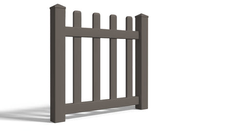 4' Tall x 3' Wide Single Swing Vinyl Gate For Vinyl Fences (AFC-15) - Dark Gray
