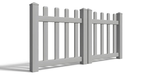 4' Tall x 6' Wide Double Drive Swing Vinyl Gate For Vinyl Fences (AFC-15) - Light Gray