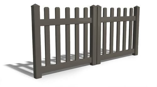 4' Tall x 8' Wide Double Drive Swing Vinyl Gate For Vinyl Fences (AFC-15) - Dark Gray
