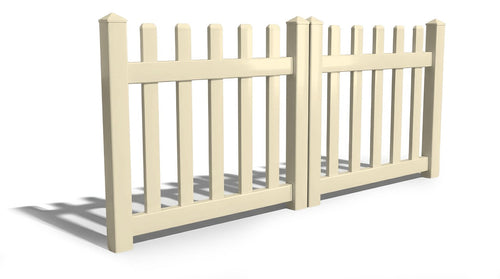 4' Tall x 8' Wide Double Drive Swing Vinyl Gate For Vinyl Fences (AFC-15) - Tan