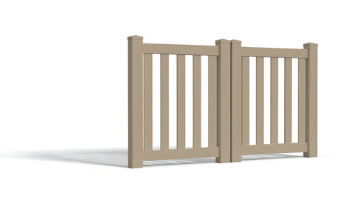 4' Tall x 6' Wide Double Drive Swing Vinyl Gate For Vinyl Fences (AFC-17) - Adobe