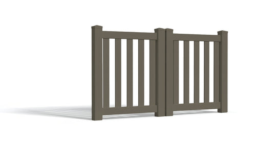 4' Tall x 6' Wide Double Drive Swing Vinyl Gate For Vinyl Fences (AFC-17) - Dark Gray