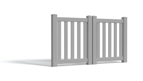 4' Tall x 6' Wide Double Drive Swing Vinyl Gate For Vinyl Fences (AFC-17) - Light Gray