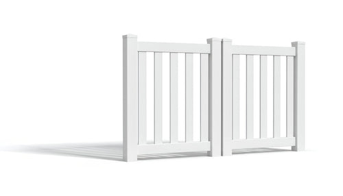 4' Tall x 6' Wide Double Drive Swing Vinyl Gate For Vinyl Fences (AFC-17) - White