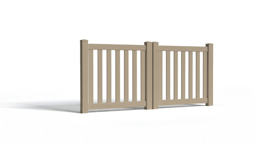 4' Tall x 8' Wide Double Drive Swing Vinyl Gate For Vinyl Fences (AFC-17) - Adobe