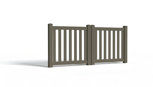 4' Tall x 8' Wide Double Drive Swing Vinyl Gate For Vinyl Fences (AFC-17) - Dark Gray