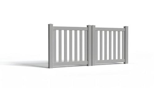 4' Tall x 8' Wide Double Drive Swing Vinyl Gate For Vinyl Fences (AFC-17) - Light Gray