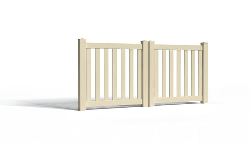 3' Tall x 8' Wide Double Drive Swing Vinyl Gate For Vinyl Fences (AFC-16) - Tan