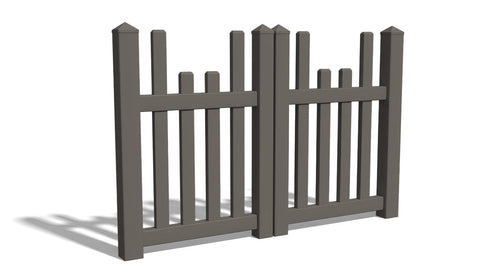 4' Tall x 6' Wide Double Drive Swing Vinyl Gate For Vinyl Fences (AFC-97) - Dark Gray